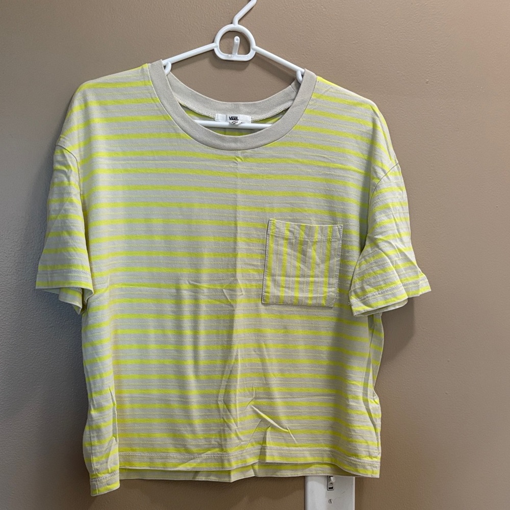 Vans Yellow and Gray Striped Crop Top